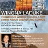 A poster detailing the career of Winona Laduke